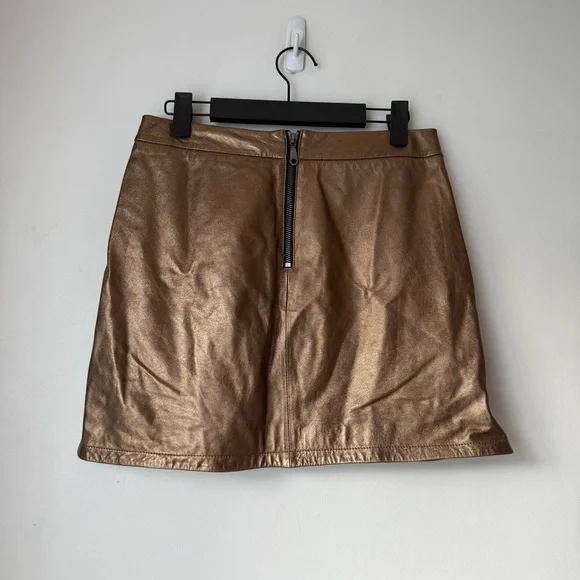 Rebecca Minkoff Bronze Metallic Leather Mini Skirt S - Picture 3 of 5